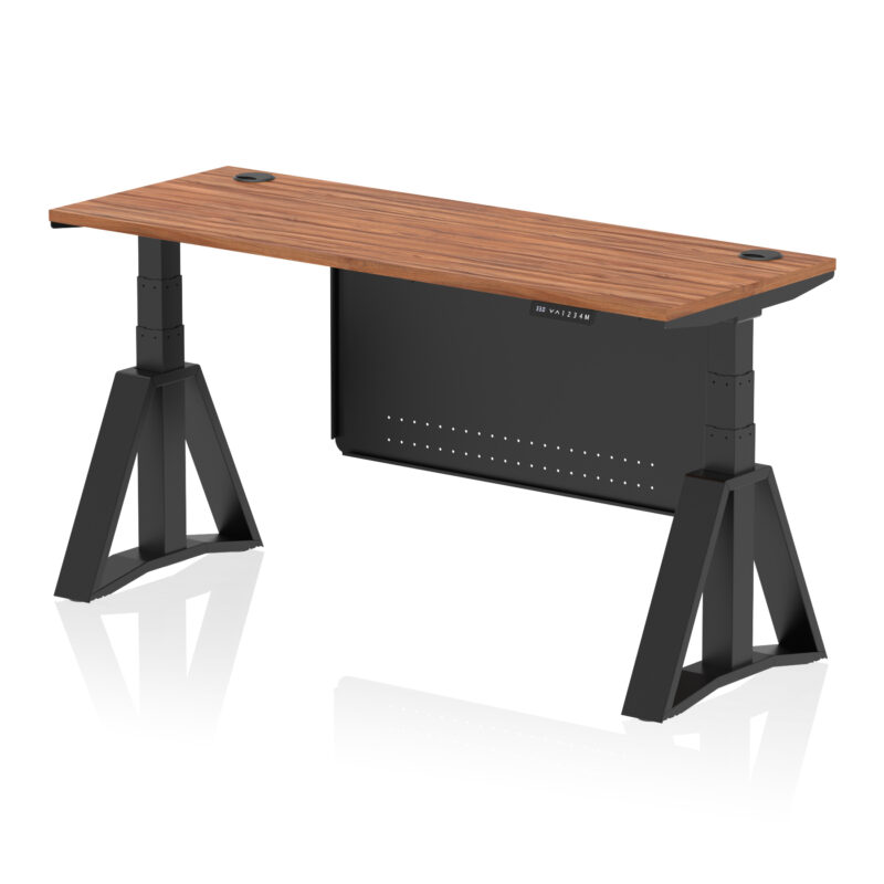 Brisk Height Adjustable Slimline Desk With Cable Ports With Steel Modesty Panel With Piste Foot - Image 55