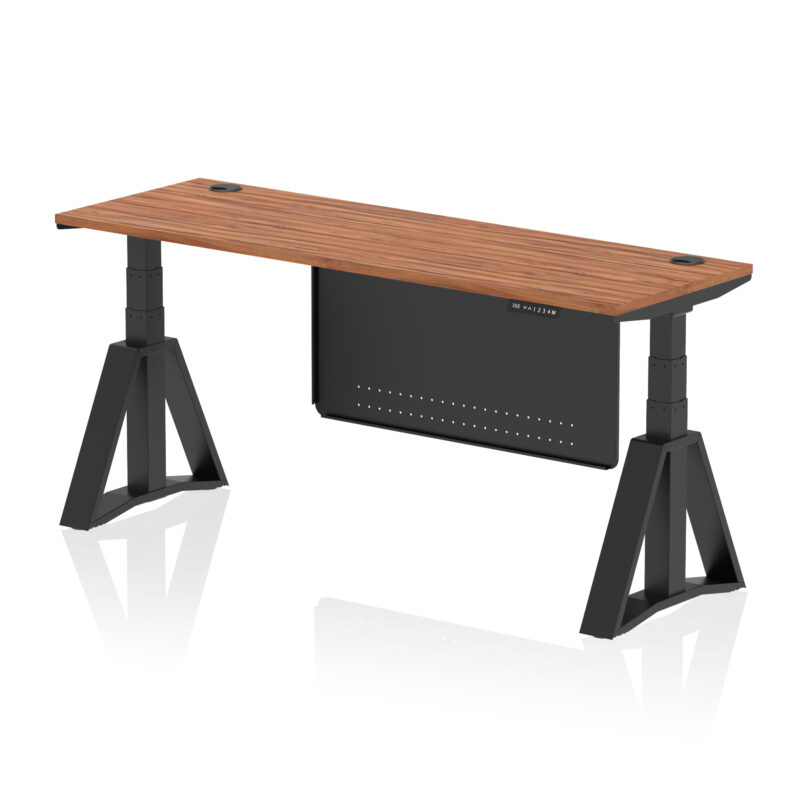 Brisk Height Adjustable Slimline Desk With Cable Ports With Steel Modesty Panel With Piste Foot - Image 56