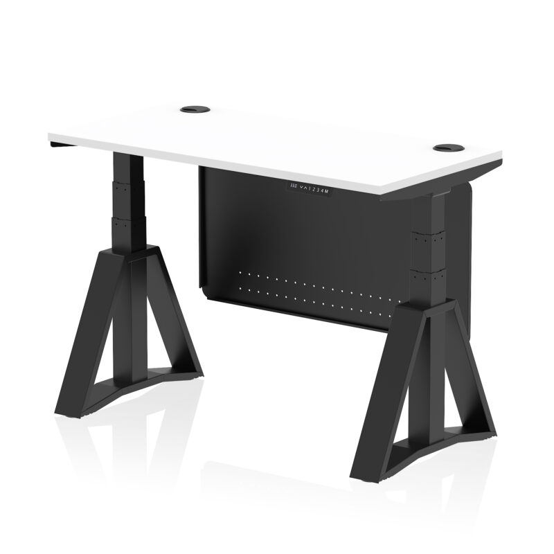 Brisk Height Adjustable Slimline Desk With Cable Ports With Steel Modesty Panel With Piste Foot - Image 57