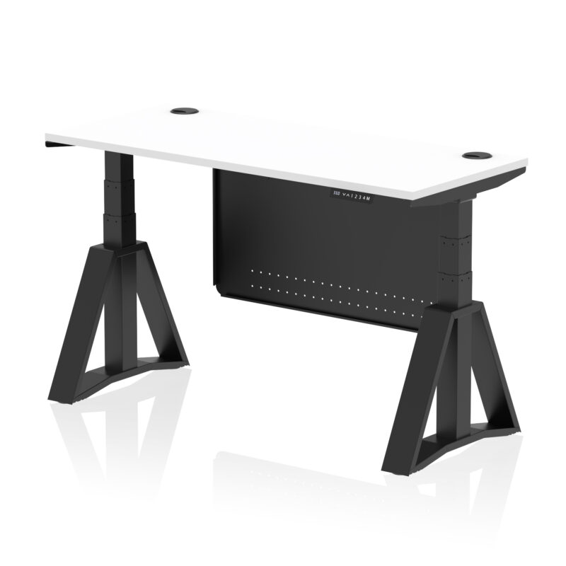 Brisk Height Adjustable Slimline Desk With Cable Ports With Steel Modesty Panel With Piste Foot - Image 58