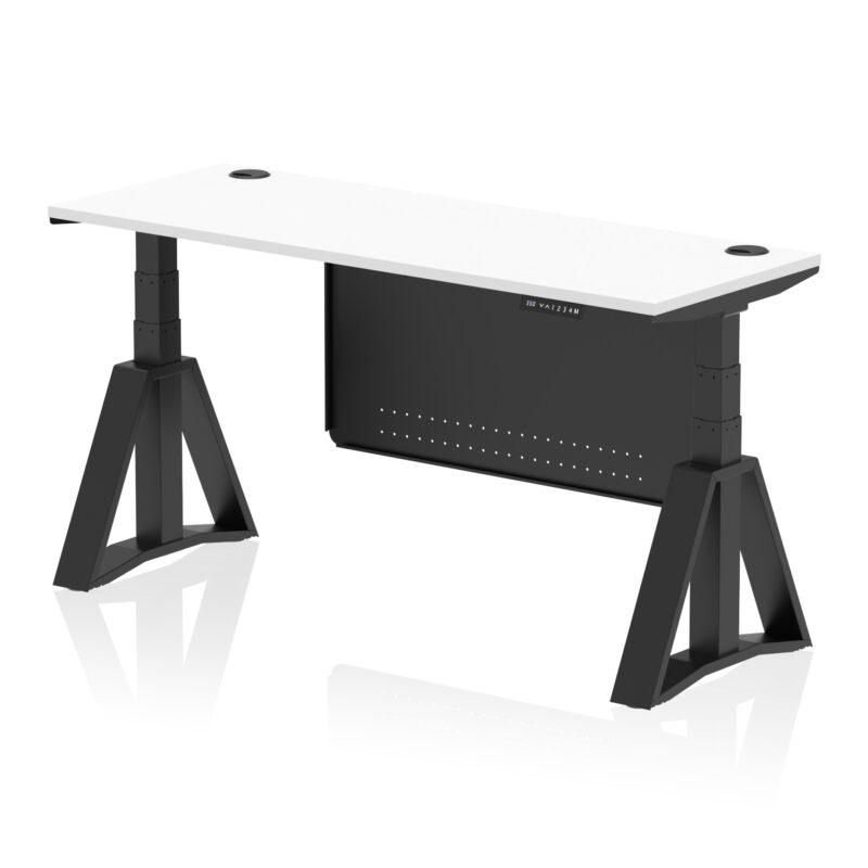 Brisk Height Adjustable Slimline Desk With Cable Ports With Steel Modesty Panel With Piste Foot - Image 59