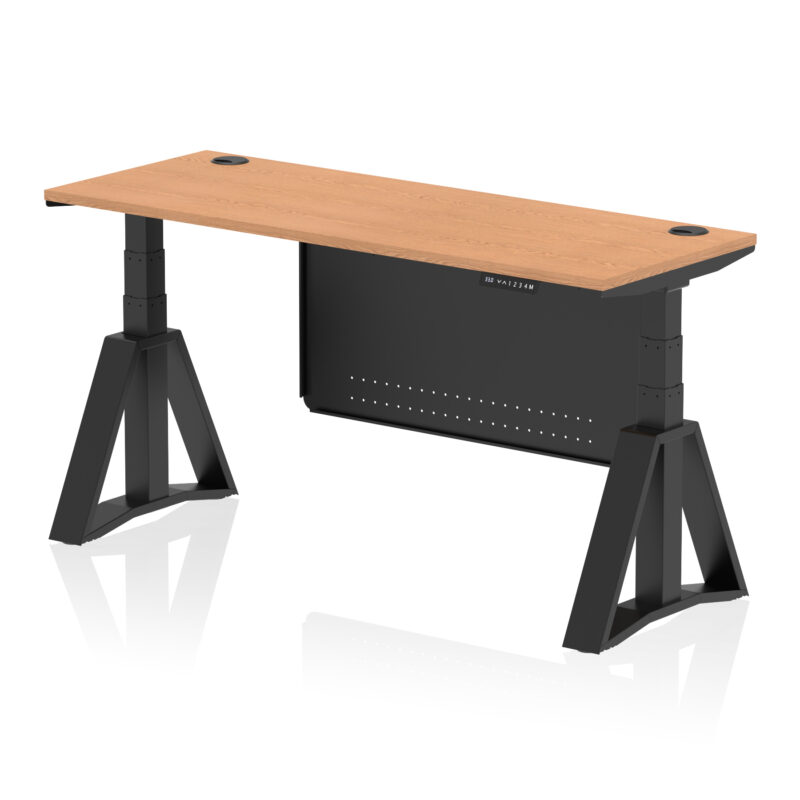 Brisk Height Adjustable Slimline Desk With Cable Ports With Steel Modesty Panel With Piste Foot - Image 67