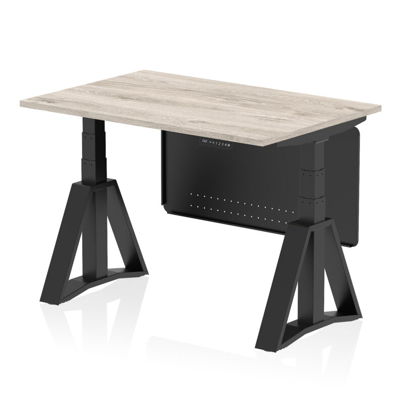 Brisk Height Adjustable Desk without Cable Ports With Steel Modesty Panel With Piste Foot - Image 69