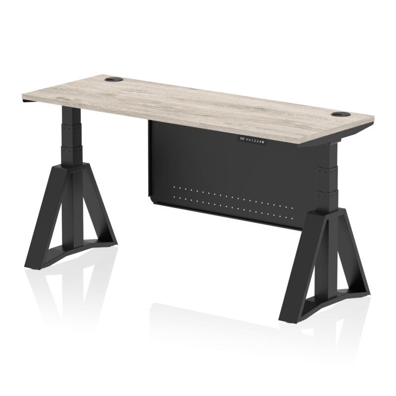 Brisk Height Adjustable Slimline Desk With Cable Ports With Steel Modesty Panel With Piste Foot - Image 71