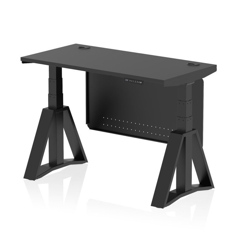 Brisk Height Adjustable Slimline Desk With Cable Ports With Steel Modesty Panel With Piste Foot - Image 73
