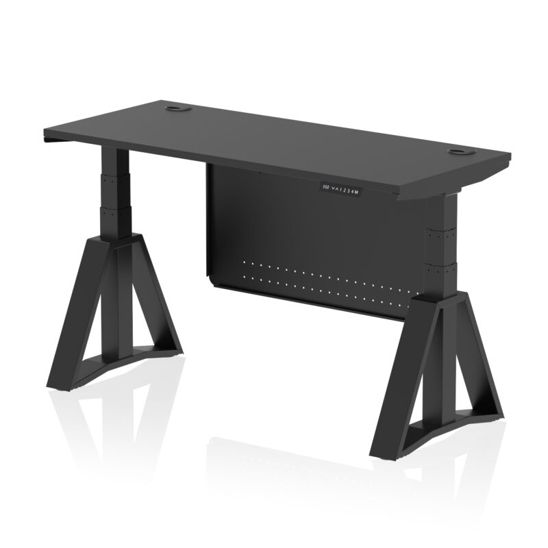 Brisk Height Adjustable Slimline Desk With Cable Ports With Steel Modesty Panel With Piste Foot - Image 76