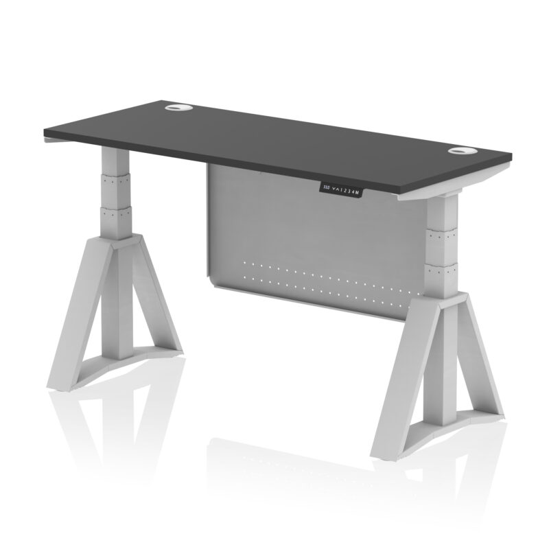 Brisk Height Adjustable Slimline Desk With Cable Ports With Steel Modesty Panel With Piste Foot - Image 77