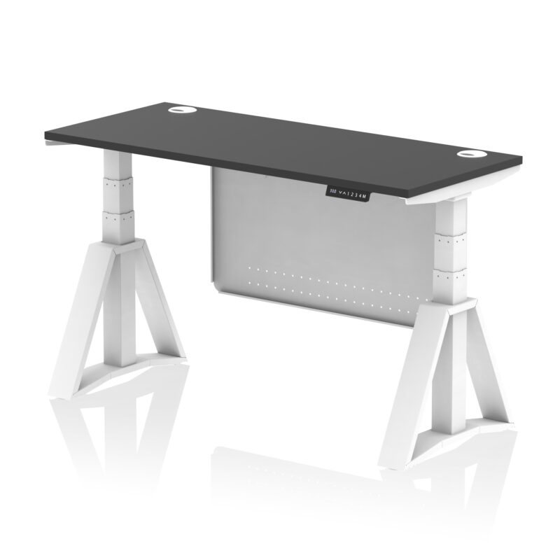 Brisk Height Adjustable Slimline Desk With Cable Ports With Steel Modesty Panel With Piste Foot - Image 78