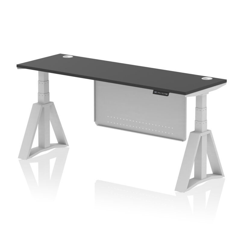 Brisk Height Adjustable Slimline Desk With Cable Ports With Steel Modesty Panel With Piste Foot - Image 83
