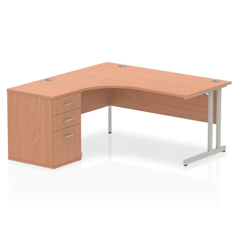 Pace 1600mm Cantilever Left Crescent Desk Workstation - Image 2
