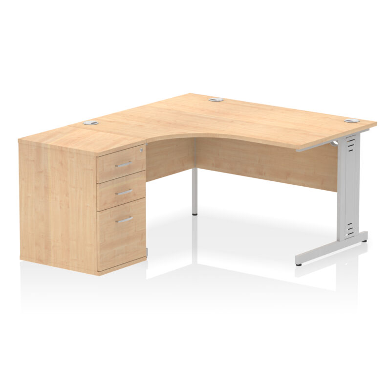 Pace 1400mm Cable Managed Left Crescent Desk Workstation - Image 30