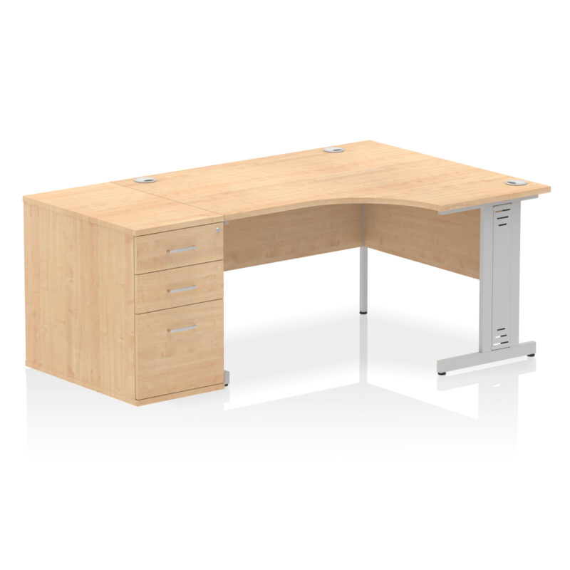 Pace 1400mm Cable Managed Right Crescent Desk Workstation - Image 34