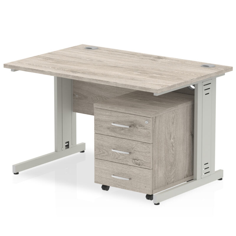Pace 1200mm Cable Managed Straight Desk With Mobile Pedestal - Image 6