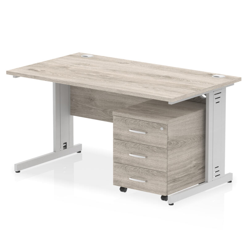 Pace 1400mm Cable Managed Straight Desk With Mobile Pedestal - Image 6