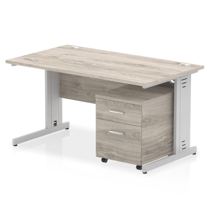 Pace 1400mm Cable Managed Straight Desk With Mobile Pedestal - Image 5