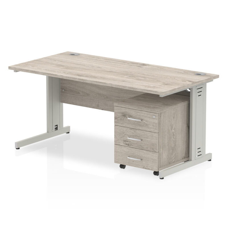 Pace 1600mm Cable Managed Straight Desk With Mobile Pedestal - Image 6
