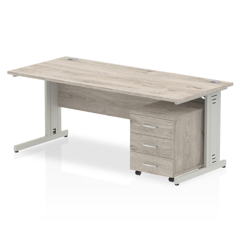 Pace 1800mm Cable Managed Straight Desk With Mobile Pedestal - Image 6