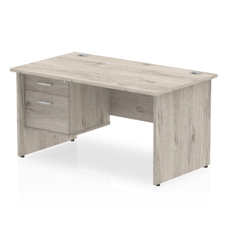 Pace 1400mm Panel End Straight Desk With Single Fixed Pedestal - Image 7