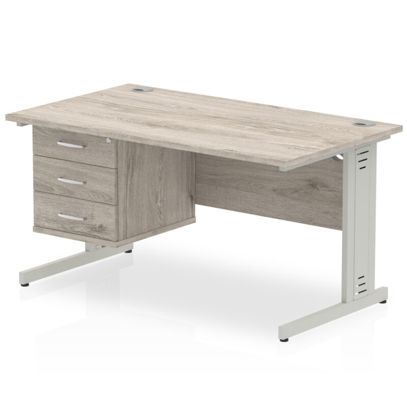 Pace 1400mm Cable Managed Straight Desk With Single Fixed Pedestal - Image 10
