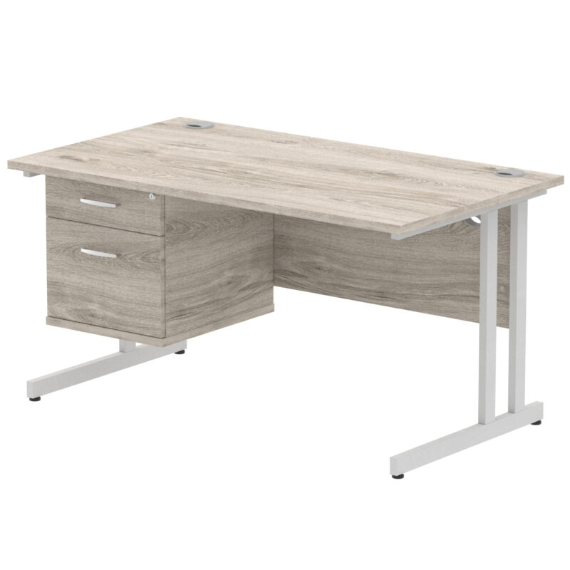 Pace 1400mm Cantilever Straight Desk With Single Fixed Pedestal - Image 70
