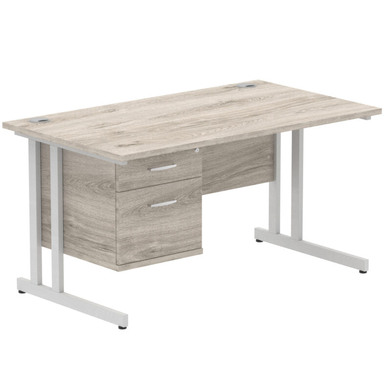 Pace 1400mm Cantilever Straight Desk With Single Fixed Pedestal - Image 72