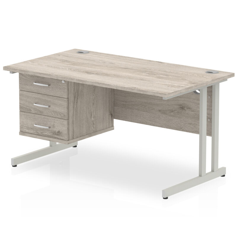 Pace 1400mm Cantilever Straight Desk With Single Fixed Pedestal - Image 78