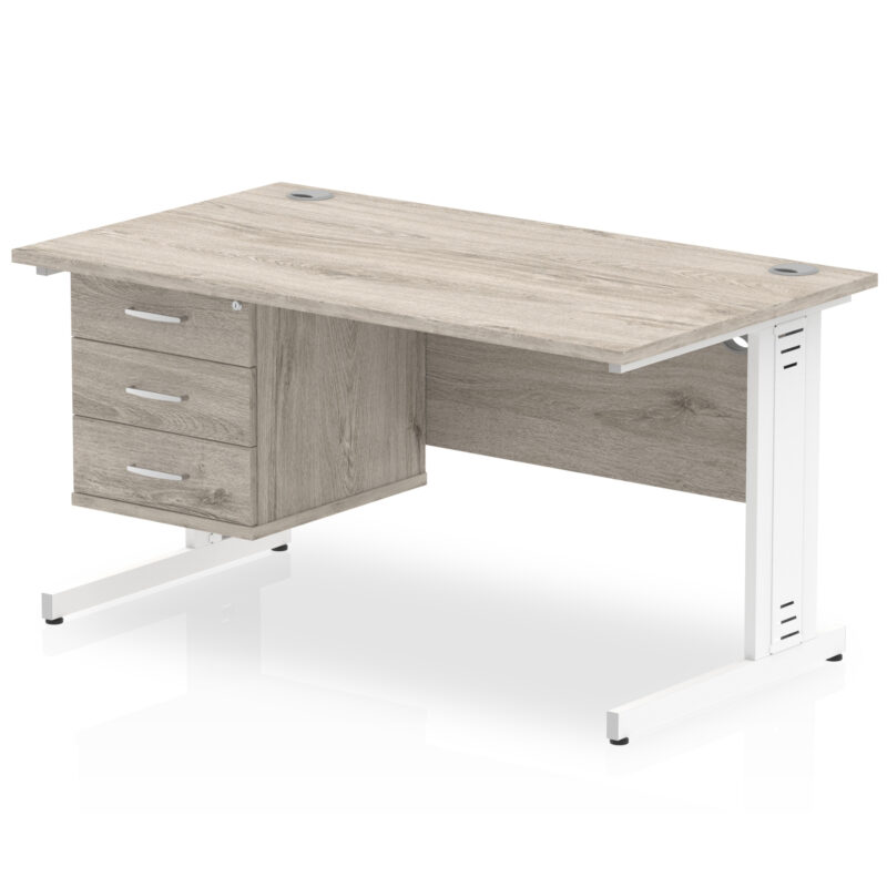 Pace 1400mm Cable Managed Straight Desk With Single Fixed Pedestal - Image 12
