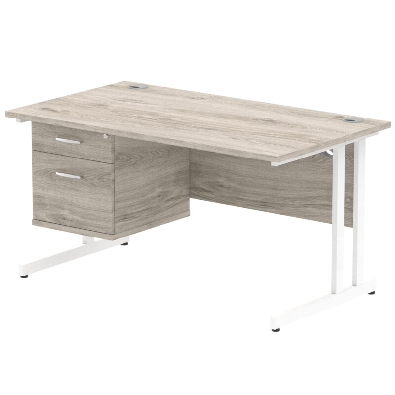 Pace 1400mm Cantilever Straight Desk With Single Fixed Pedestal - Image 11