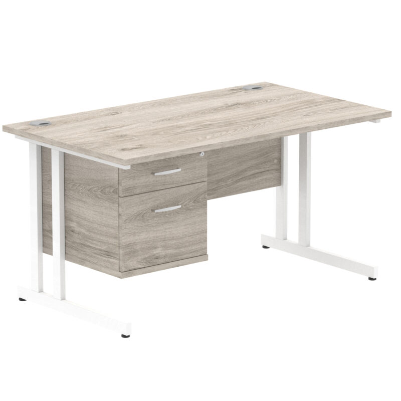 Pace 1400mm Cantilever Straight Desk With Single Fixed Pedestal - Image 13