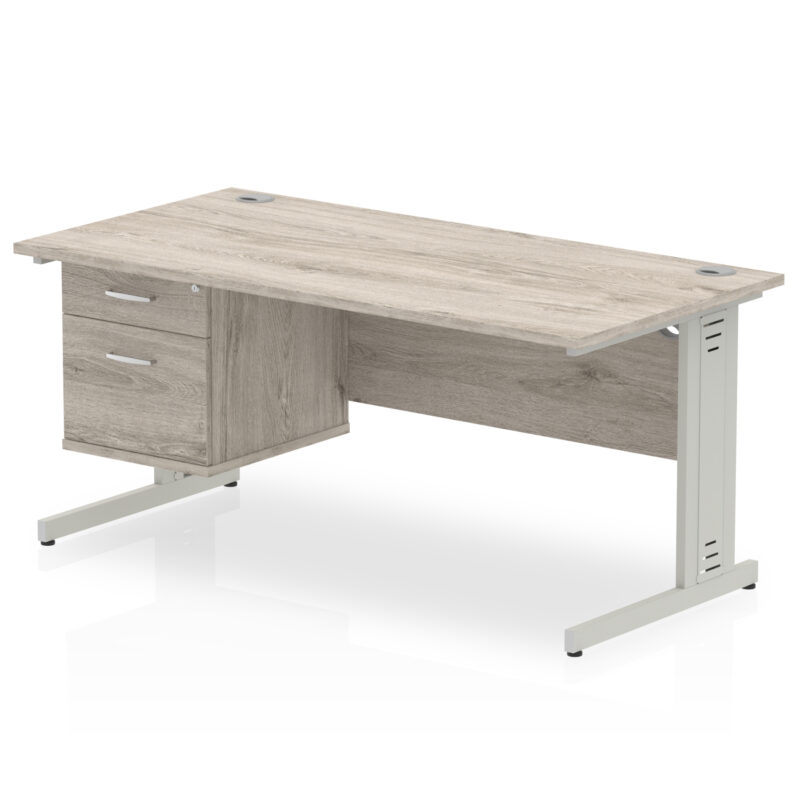 Pace 1600mm Cable Managed Straight Desk With Single Fixed Pedestal - Image 9