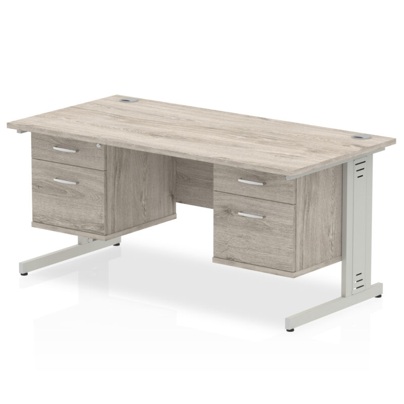 Pace 1600mm Cable Managed Straight Desk With Two Fixed Pedestal - Image 10