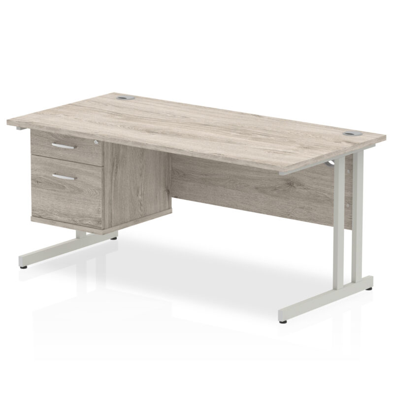 Pace 1600mm Cantilever Straight Desk With Single Fixed Pedestal - Image 27