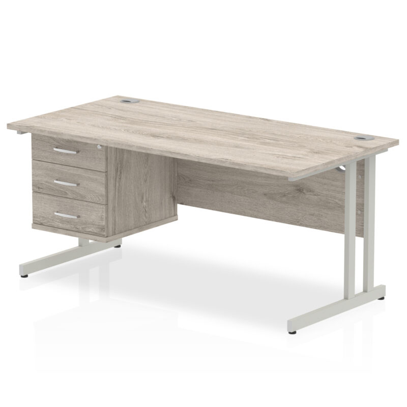 Pace 1600mm Cantilever Straight Desk With Single Fixed Pedestal - Image 28