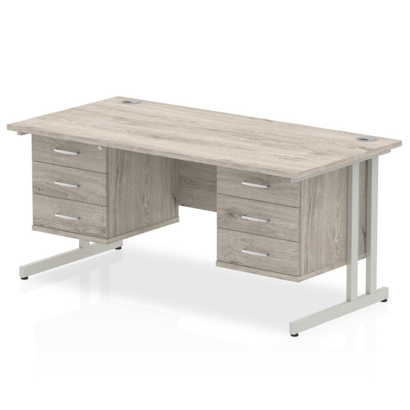 Pace 1600mm Cantilever Straight Desk With Two Fixed Pedestal - Image 29