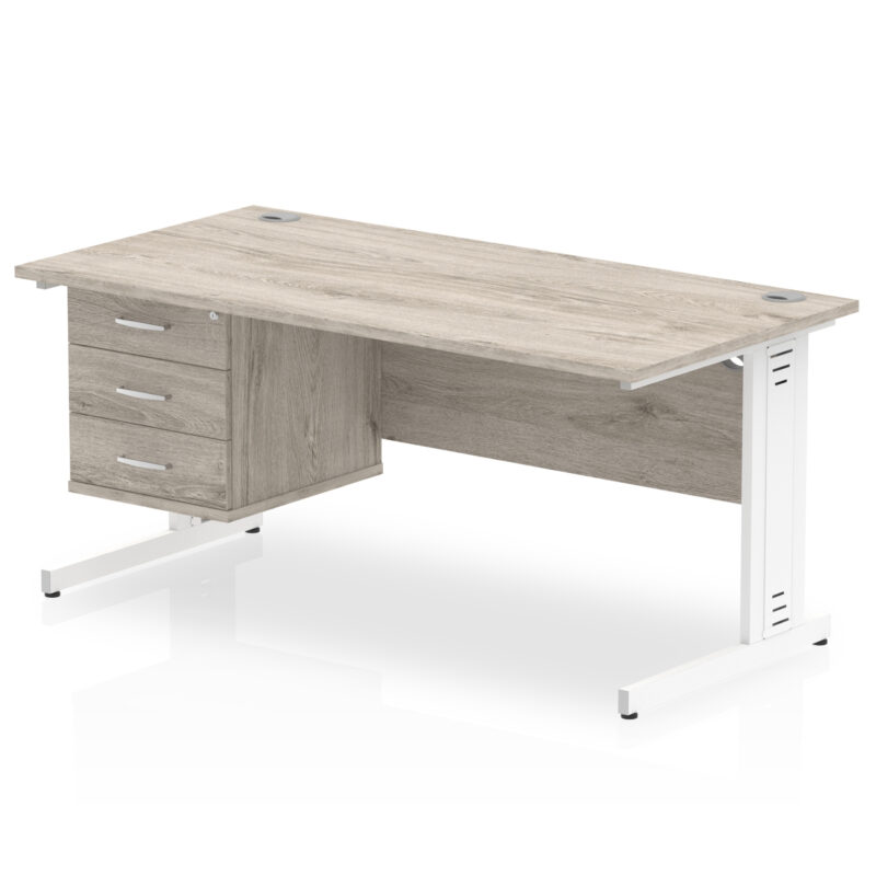 Pace 1600mm Cable Managed Straight Desk With Single Fixed Pedestal - Image 12