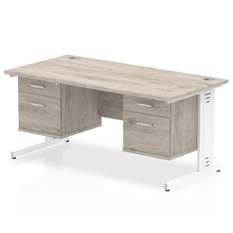 Pace 1600mm Cable Managed Straight Desk With Two Fixed Pedestal - Image 13