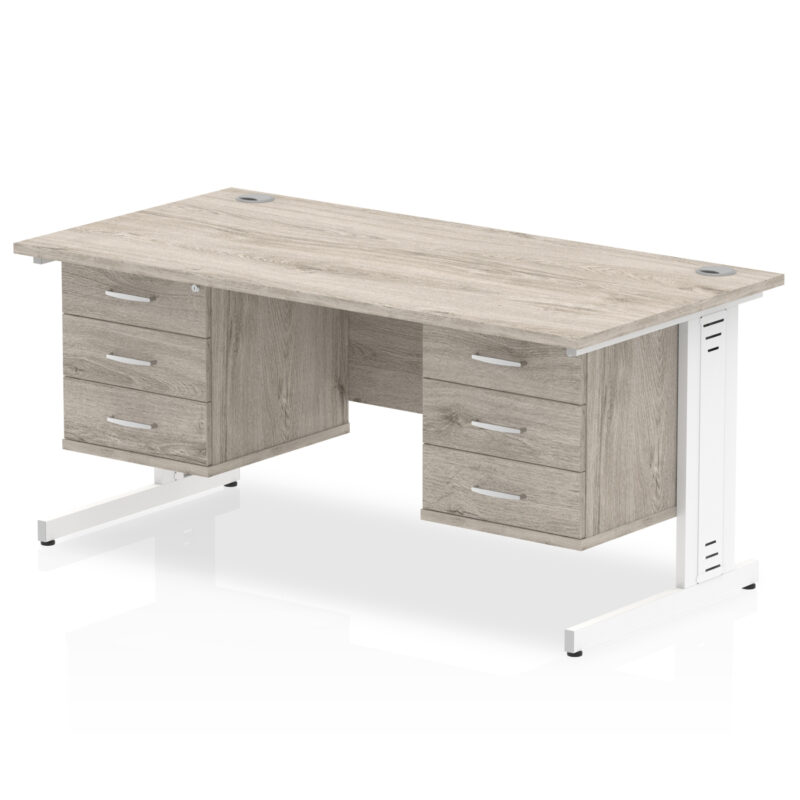 Pace 1600mm Cable Managed Straight Desk With Two Fixed Pedestal - Image 14