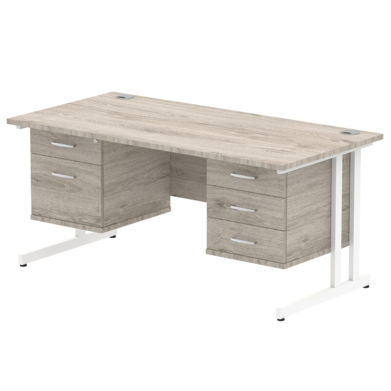 Pace 1600mm Cantilever Straight Desk With Two Fixed Pedestal - Image 4