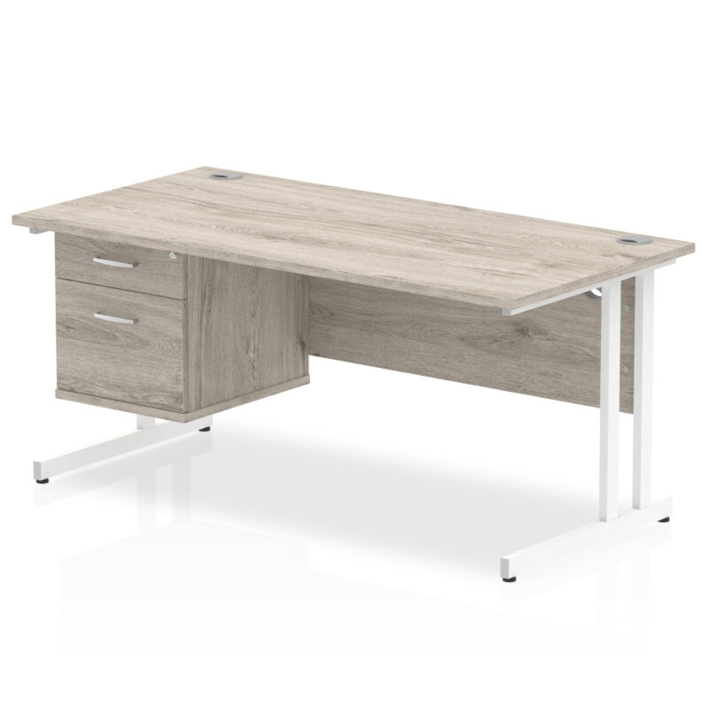 Pace 1600mm Cantilever Straight Desk With Single Fixed Pedestal - Image 5