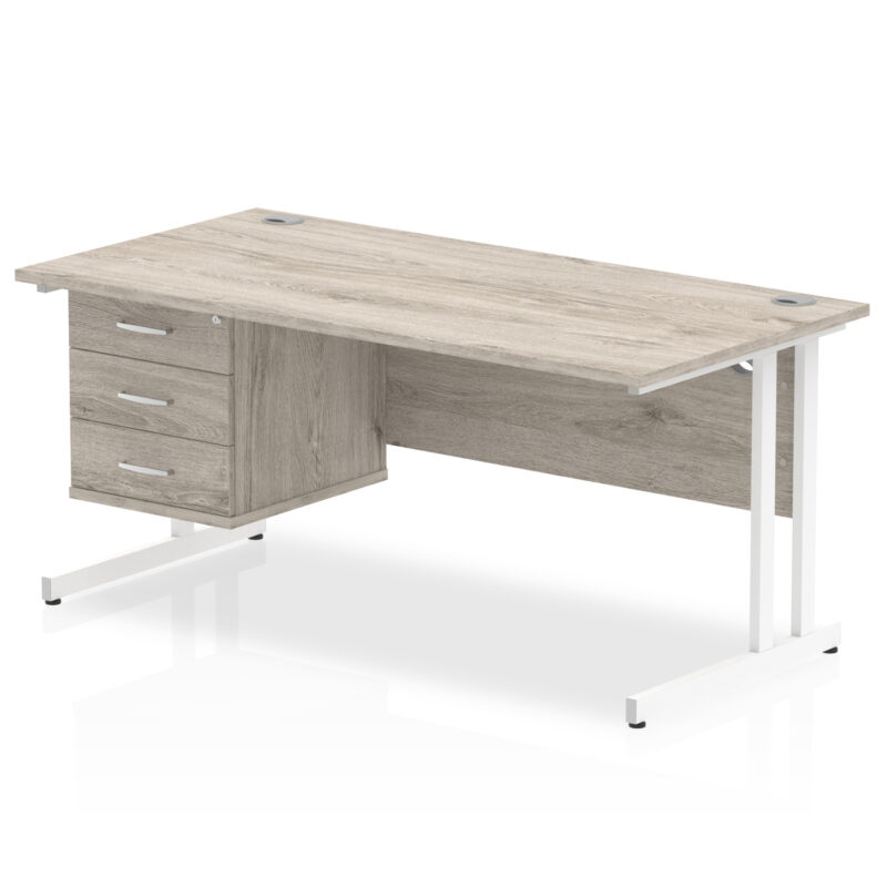 Pace 1600mm Cantilever Straight Desk With Single Fixed Pedestal - Image 6