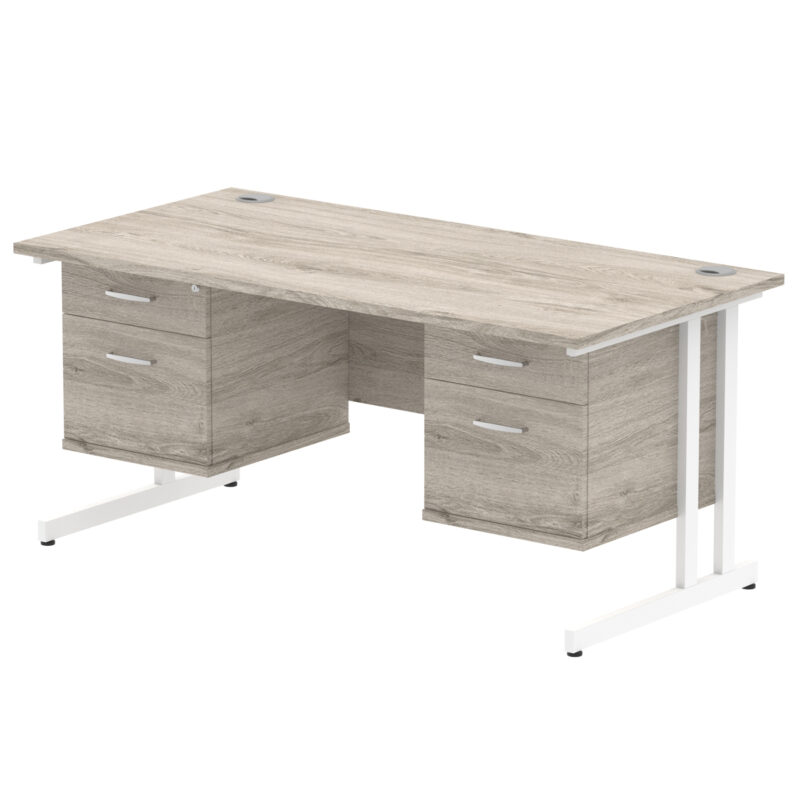 Pace 1600mm Cantilever Straight Desk With Two Fixed Pedestal - Image 5