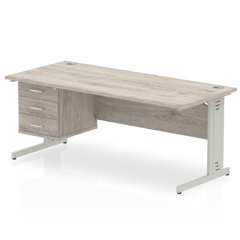 Pace 1800mm Cable Managed Straight Desk With Single Fixed Pedestal - Image 11