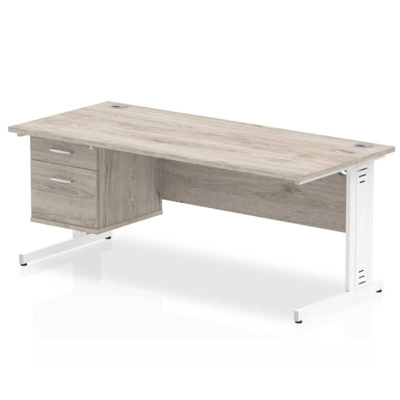 Pace 1800mm Cable Managed Straight Desk With Single Fixed Pedestal - Image 10