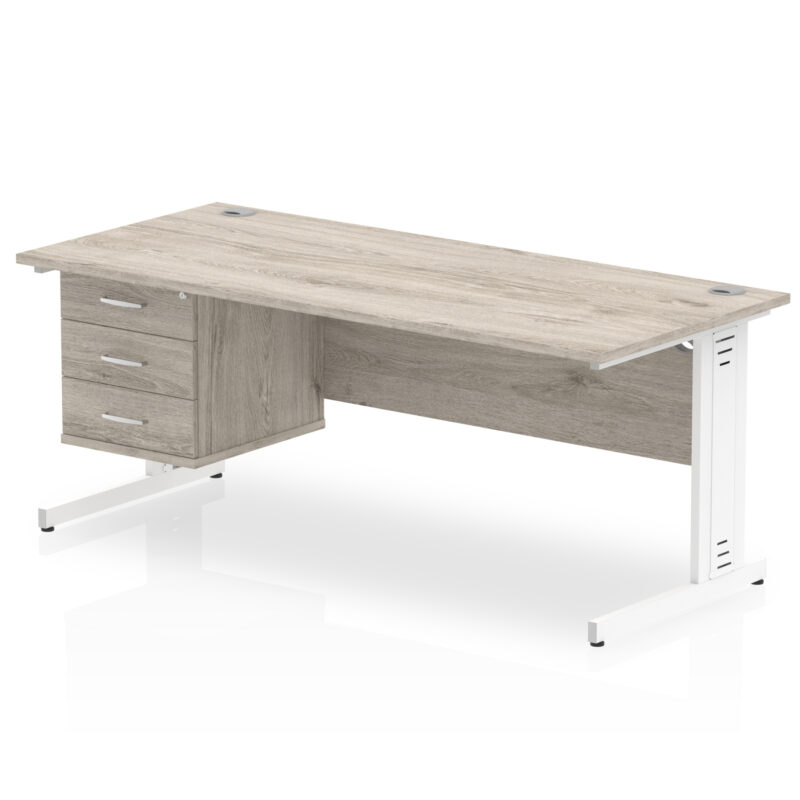 Pace 1800mm Cable Managed Straight Desk With Single Fixed Pedestal - Image 12