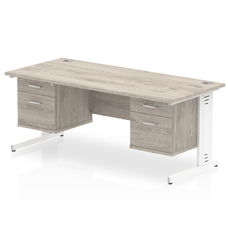 Pace 1800mm Cable Managed Straight Desk With Two Fixed Pedestal - Image 12