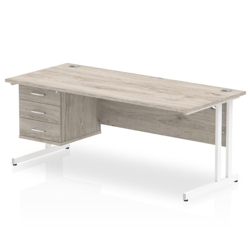 Pace 1800mm Cantilever Straight Desk With Single Fixed Pedestal - Image 6