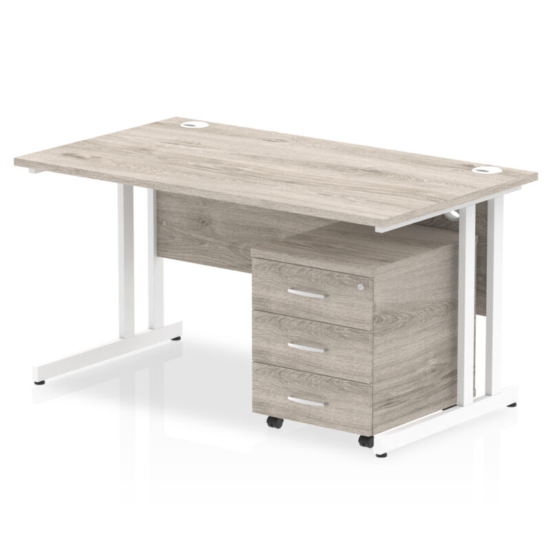 Pace 1400mm Cantilever Straight Desk With Mobile Pedestal - Image 8