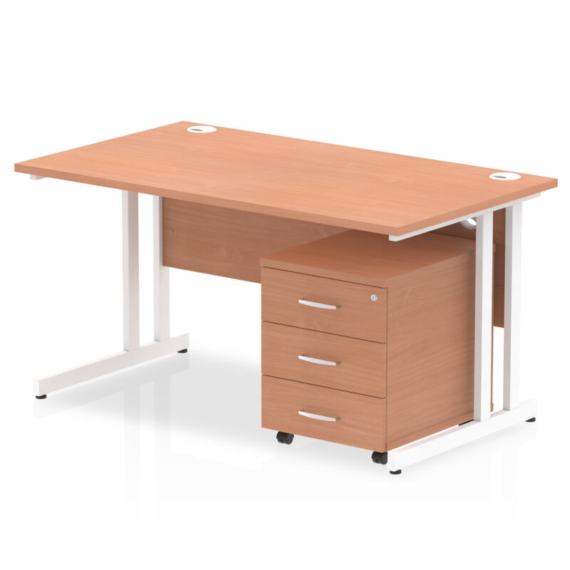 Pace 1400mm Cantilever Straight Desk With Mobile Pedestal - Image 4
