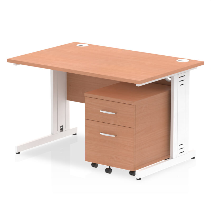 Pace 1200mm Cable Managed Straight Desk With Mobile Pedestal - Image 3