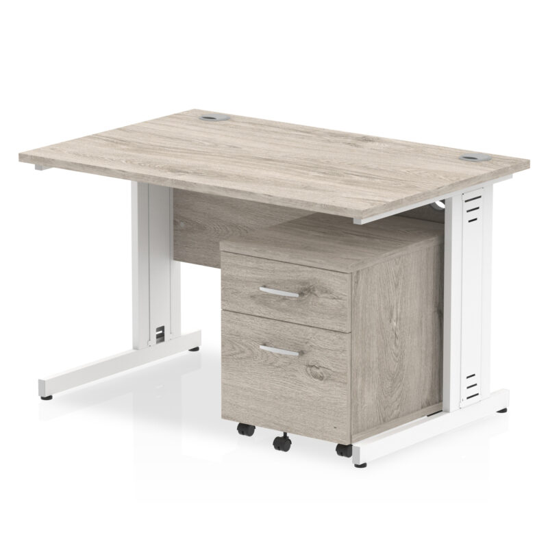 Pace 1200mm Cable Managed Straight Desk With Mobile Pedestal - Image 7